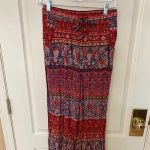 American Eagle Maroon Patterned Flowy Pants